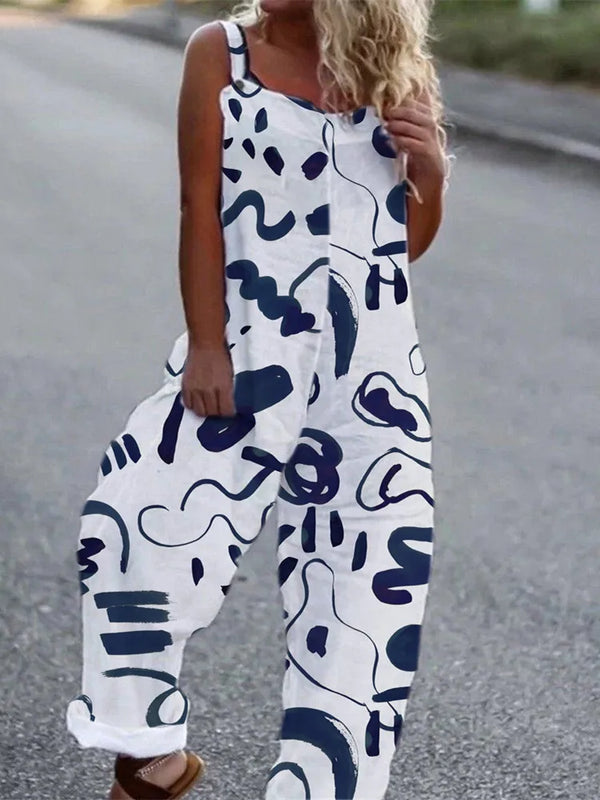 Elegant Vintage Retro Floral Print Women Jumpsuits Summer New Spaghetti Strap Casual Streetwear Office Rompers Overalls Female