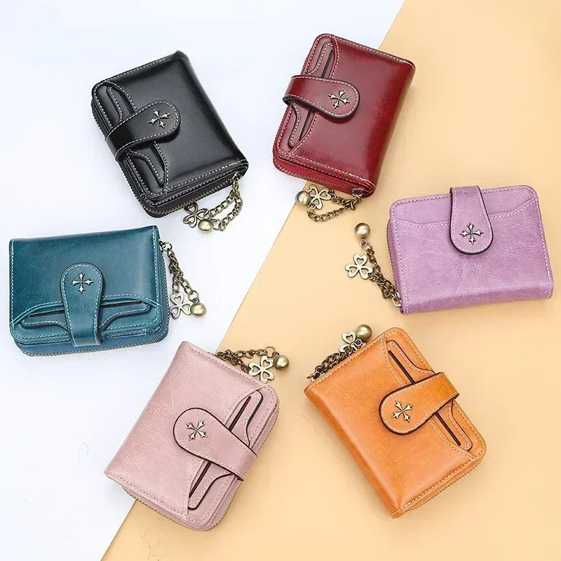 PU Leather Money Bag Female Short Hasp Purse