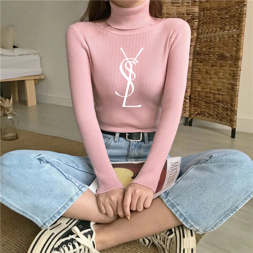 Turtleneck Sweater Women Knitted Pullovers