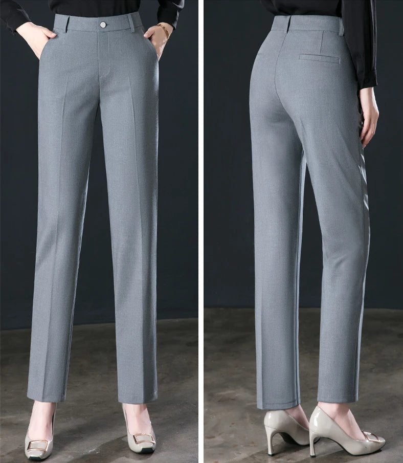 Fashion Women's Suit Pants Black Gray Khaki Pantalones Spring and Autumn Female Slim Trousers 26 27 28 29 30 31 32 33