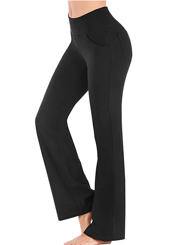 Ogilvy Mather Solid Elegant Female  Flared Wide Killer High Waist Career Long Trousers