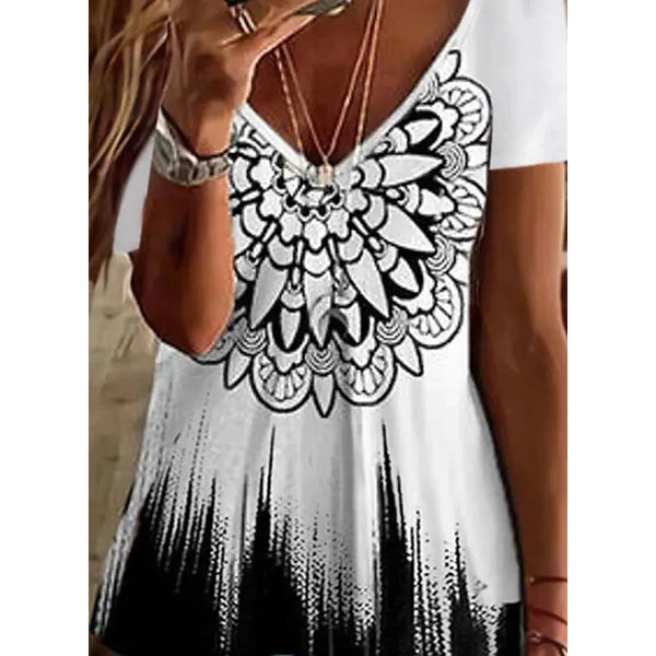 Summer Women T Shirt Stripes Print Gradient Clothing V Neck Short Sleeve Basic Tops Streetwear Fashion Oversized Girls T-shirts