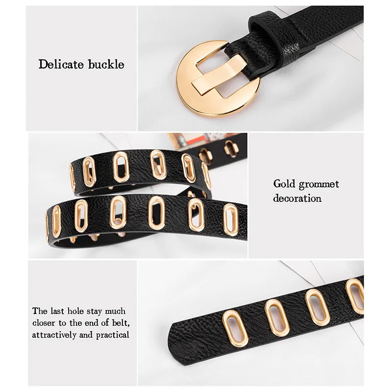 Maikun Grunge Punk Belt for Women – Adjustable PU Leather Belt with Alloy Pin Buckle