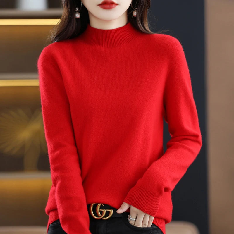 100% Pure Wool Half-neck Pullover In Autumn And Winter New Cashmere Sweater