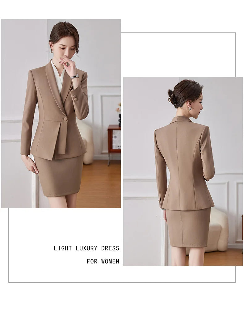 Korean Fashion Skirt Suits for Women Long Sleeve Office Casual Two Piece 2024 New Spring Autumn Button Solid Lapel Pant Suits