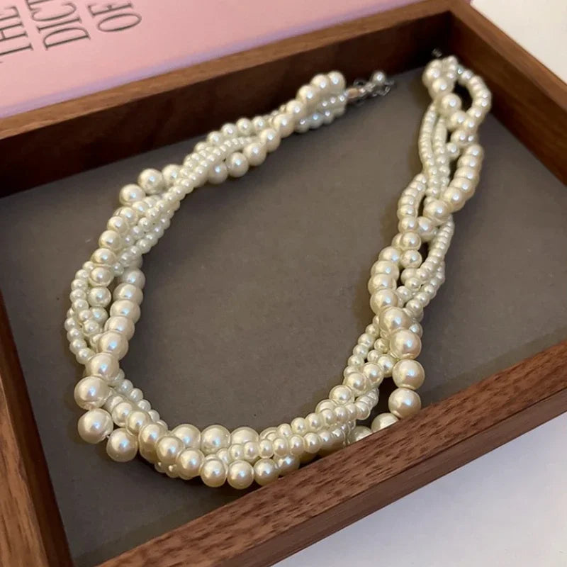 Multi-layered Bohemian Style Imitation Pearl Necklace