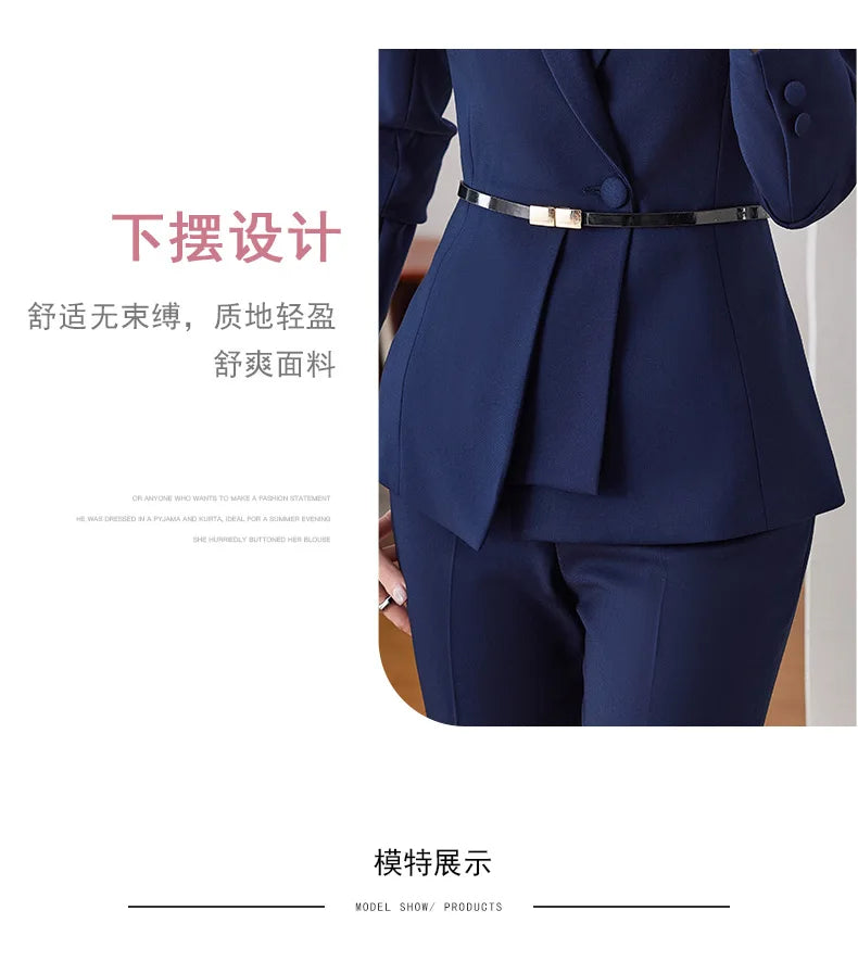Korean Fashion Skirt Suits for Women Long Sleeve Office Casual Two Piece 2024 New Spring Autumn Button Solid Lapel Pant Suits