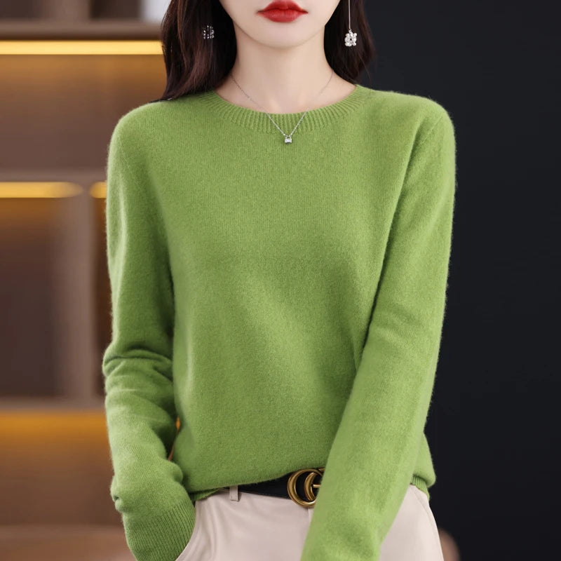 Wool Cashmere Sweater Women's O-Neck