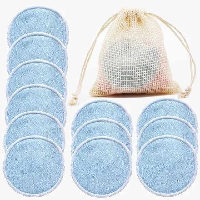 12PC Reusable Cotton Pads Makeup Remover Pads Washable Round Bamboo Make Up Pads Cloth Nursing Pads Skin Care Tool Skin Cleaning