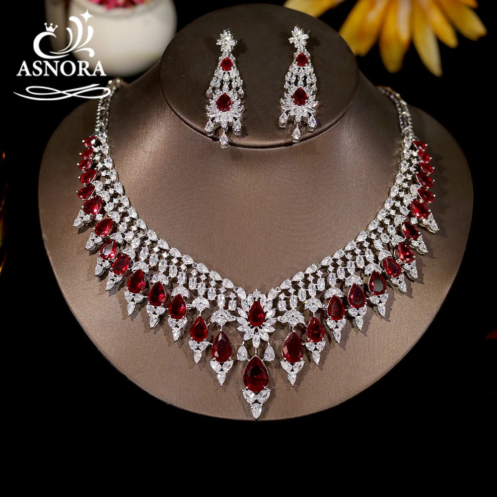 Red And Blue Green Color Zirconia Big Jewelry Necklace