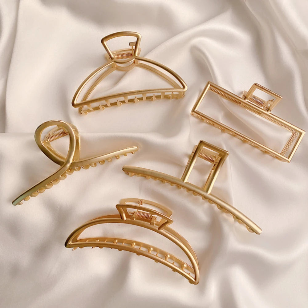 Gold Color Hollow Geometric Hair Clips