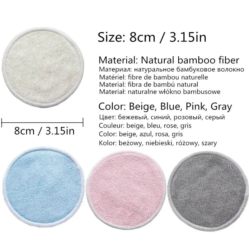 12PC Reusable Cotton Pads Makeup Remover Pads Washable Round Bamboo Make Up Pads Cloth Nursing Pads Skin Care Tool Skin Cleaning