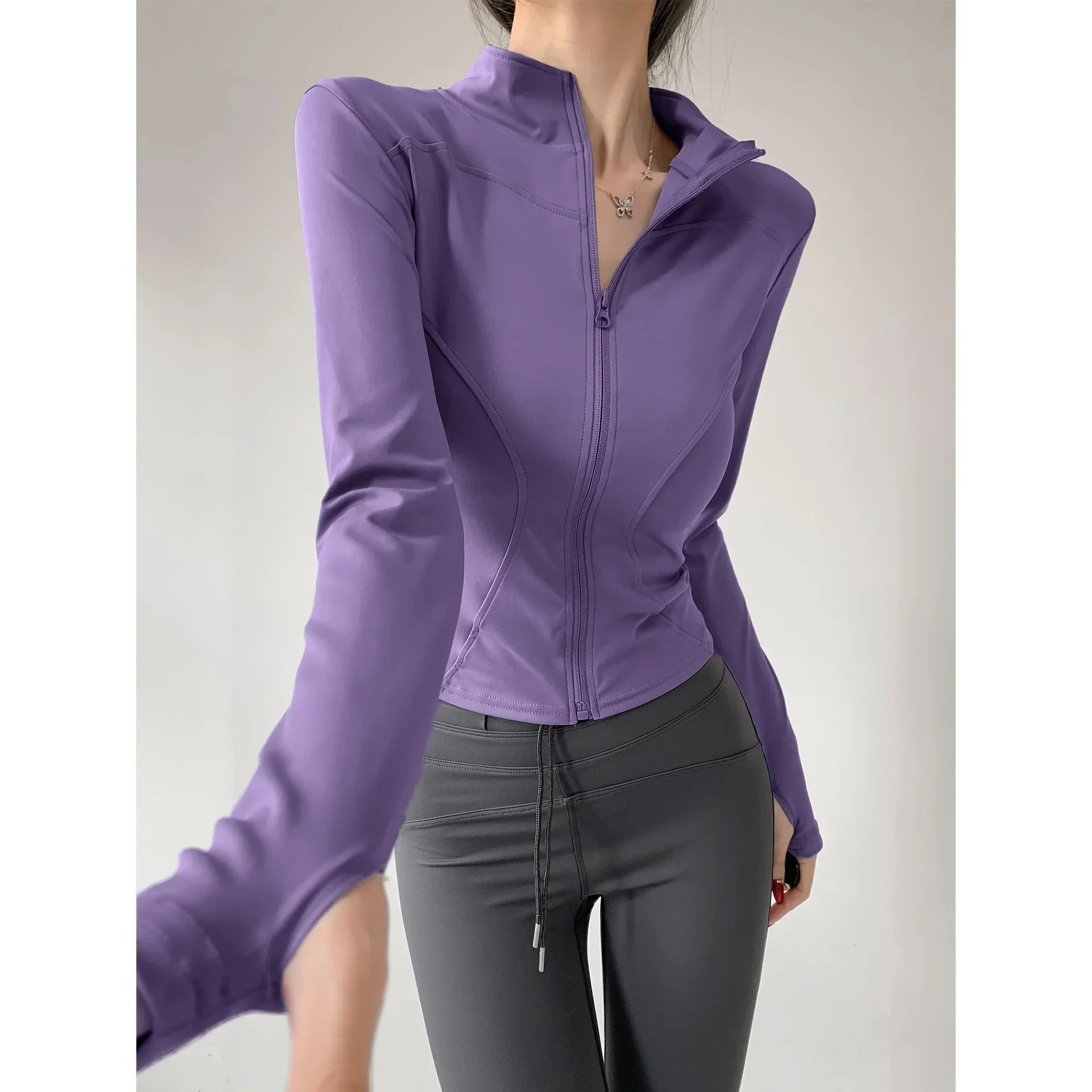 2024 Sun Quick Drying Sports Coat Women's Tight Top Yoga Jacket Long Sleeve Zipper Jacket Running Fitness Women's Jacket S-3XL