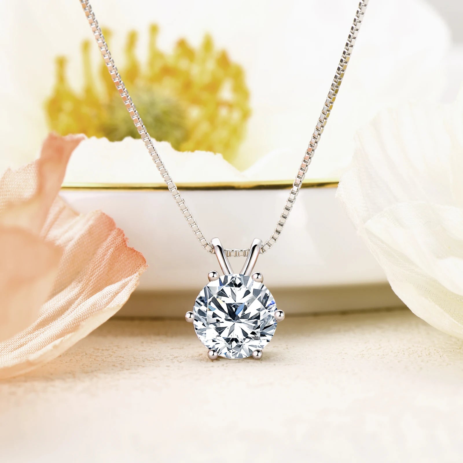 Lnngy Moissanite Pendant Necklace – 0.5ct-5ct Solitaire Drop in 925 Silver