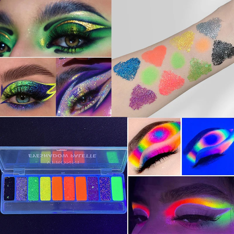 Eyeliner eye shadow palette makeup UV Glow in Dark Fluorescent Neon Face Paint Eyeshadow Makeup Cosmetics For Music Festival
