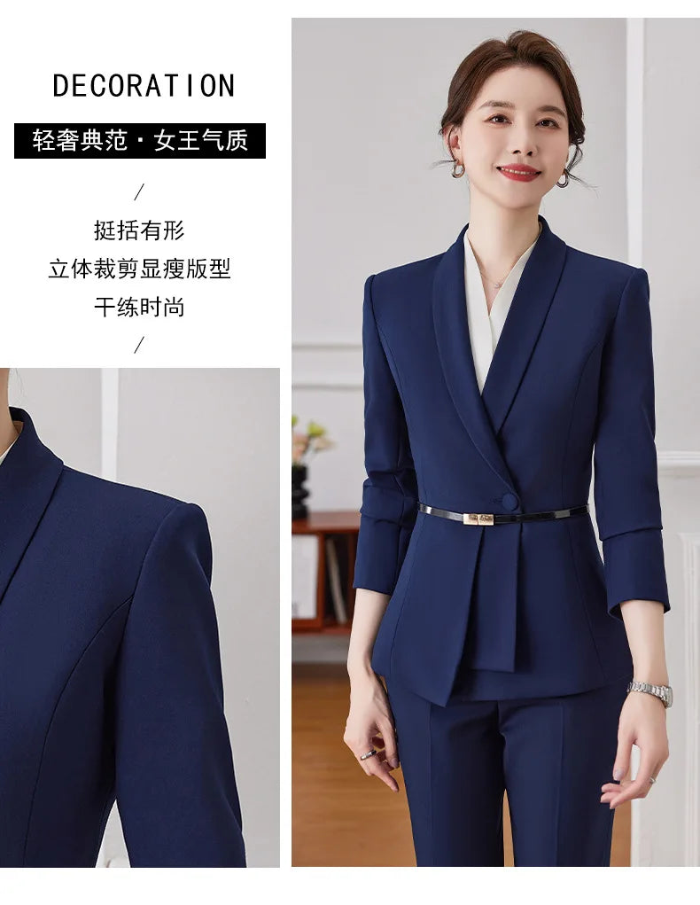 Korean Fashion Skirt Suits for Women Long Sleeve Office Casual Two Piece 2024 New Spring Autumn Button Solid Lapel Pant Suits