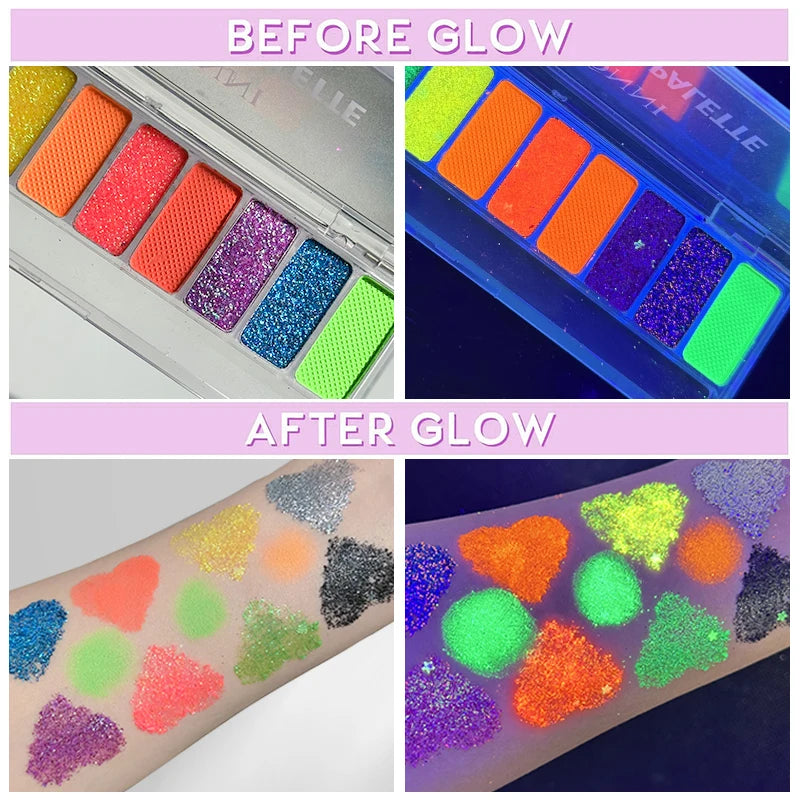 Eyeliner eye shadow palette makeup UV Glow in Dark Fluorescent Neon Face Paint Eyeshadow Makeup Cosmetics For Music Festival