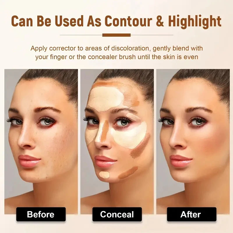 3 in 1 palette, contour concealer, long lasting, covers skin imperfections, creates a perfect and natural 3D makeup look