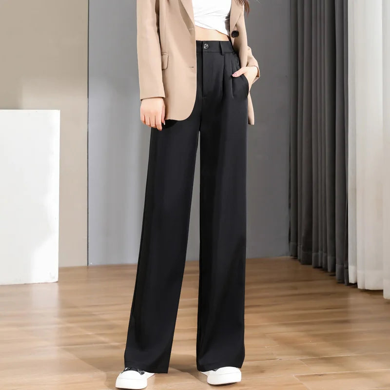 Women'S Loose Spring Summer 2024 New High Waist Wide Legs Slim Casual Trousers