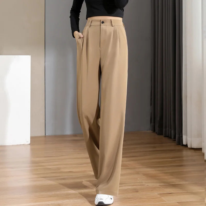 Women'S Loose Spring Summer 2024 New High Waist Wide Legs Slim Casual Trousers