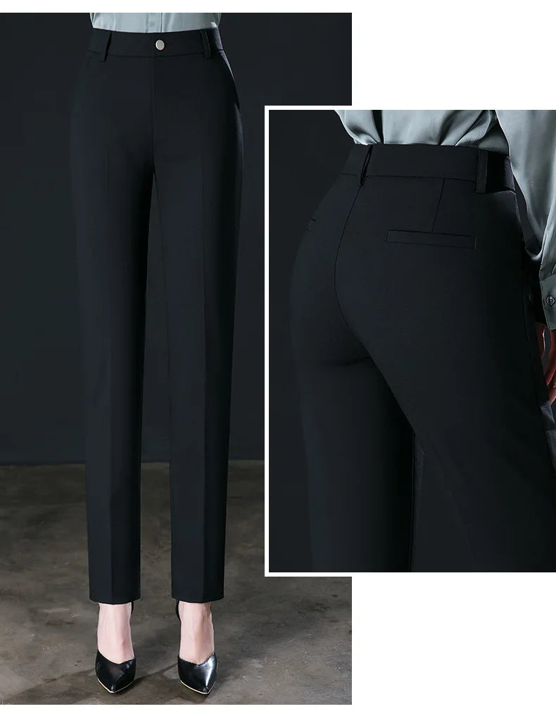 Fashion Women's Suit Pants Black Gray Khaki Pantalones Spring and Autumn Female Slim Trousers 26 27 28 29 30 31 32 33