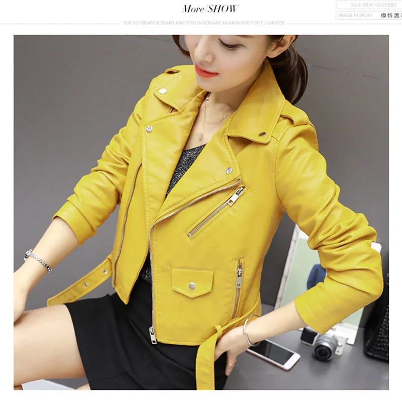 Women Punk Leather Blazer Zipper Motorycle Jacket Outwear overcoat jacket women  jacket women