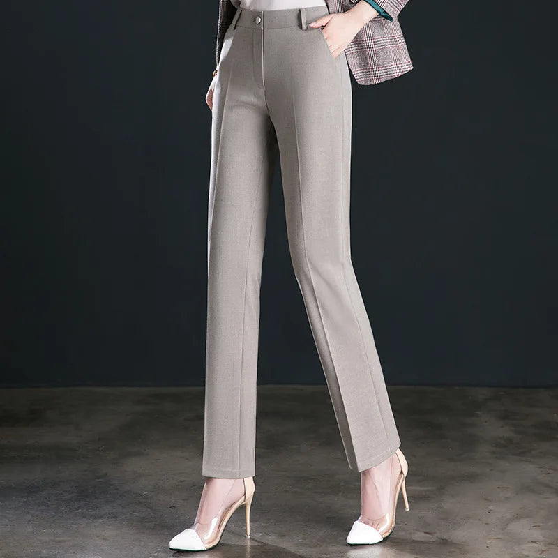 Fashion Women's Suit Pants Black Gray Khaki Pantalones Spring and Autumn Female Slim Trousers 26 27 28 29 30 31 32 33