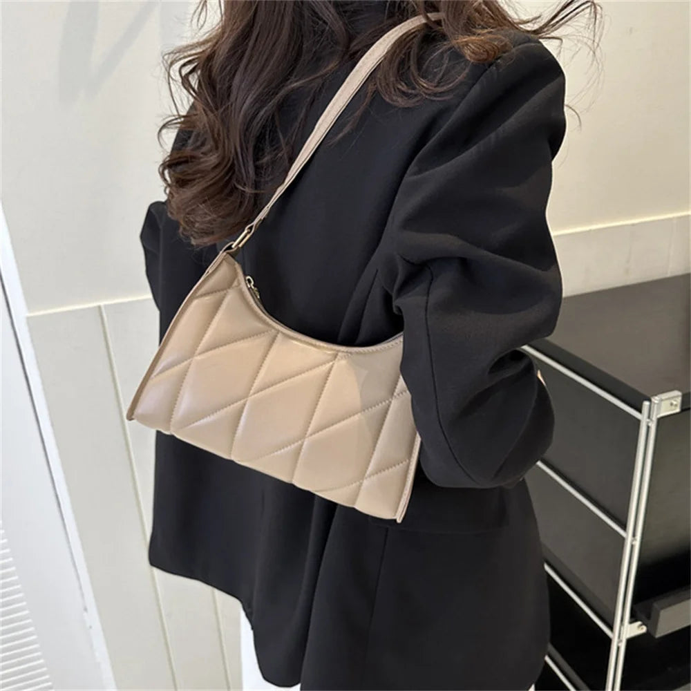 Black PU Leather Shoulder Bag – Retro Solid Color Casual Hobo Handbag