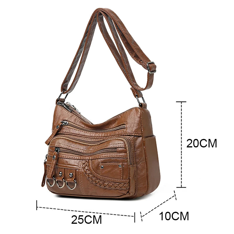 2024 New Ladies' Soft Leather Handbag – High-Quality Designer Crossbody & Shoulder Bag