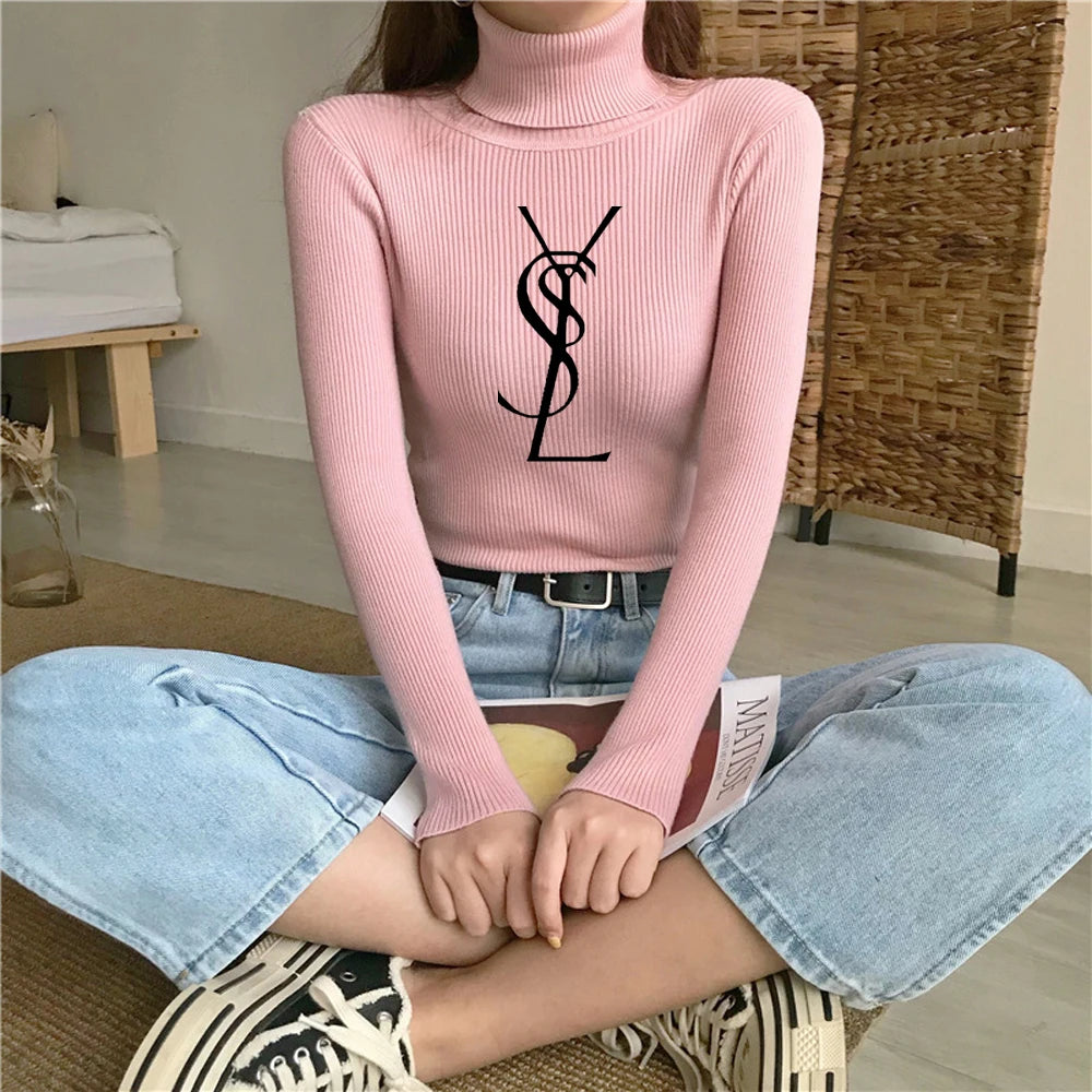 Turtleneck Sweater Women Knitted Pullovers