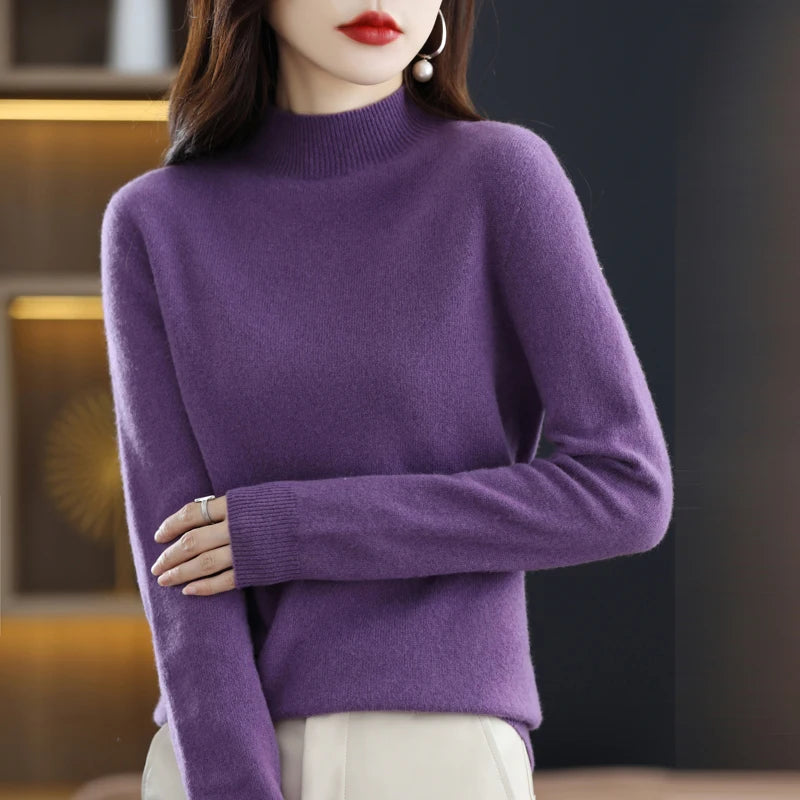 100% Pure Wool Half-neck Pullover In Autumn And Winter New Cashmere Sweater