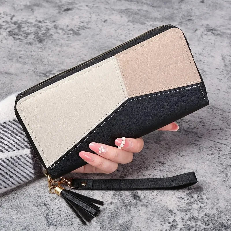 Fashion Zipper Wallet – Women’s Long PU Leather Purse with Card & Coin Holder