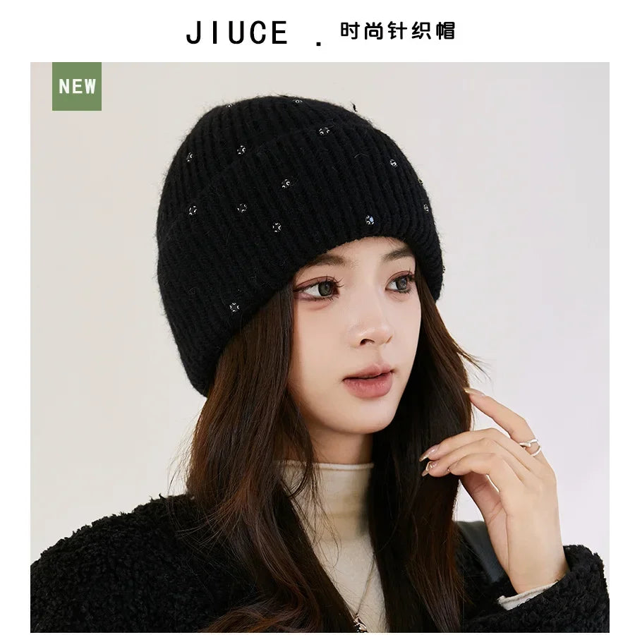 Rabbit Fur Beanie – Soft, Fluffy Angora Knitted Winter Hat for Women