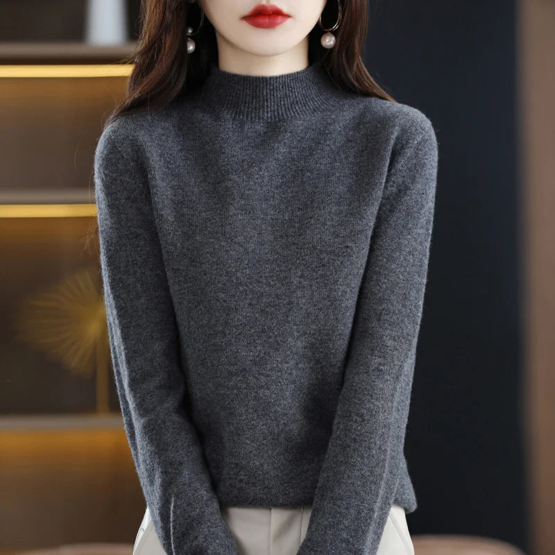 100% Pure Wool Half-neck Pullover In Autumn And Winter New Cashmere Sweater