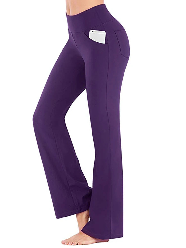 Ogilvy Mather Solid Elegant Female  Flared Wide Killer High Waist Career Long Trousers