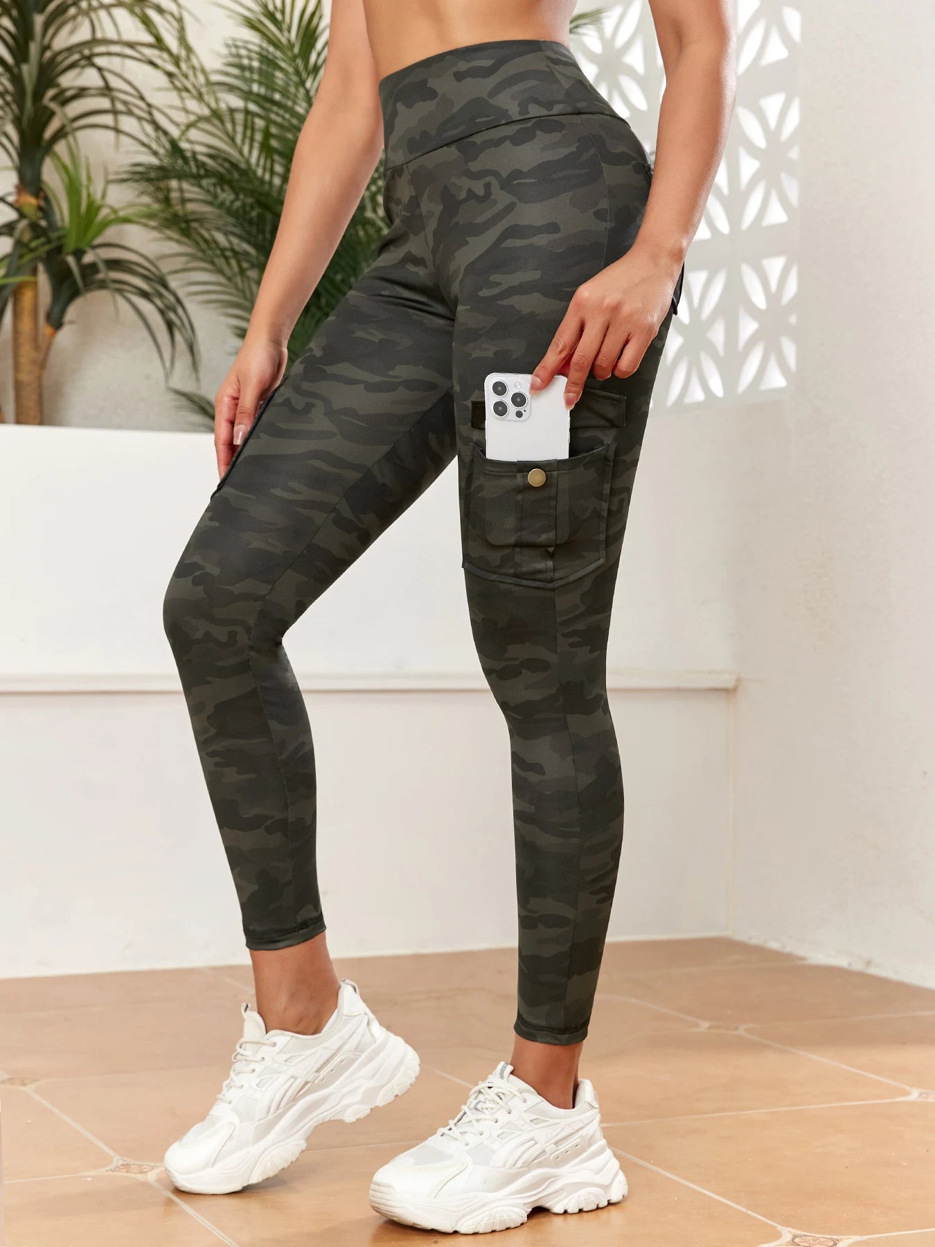 Pockets Camouflage Gym Leggings Women High Waist Fitness Sport  Leggings