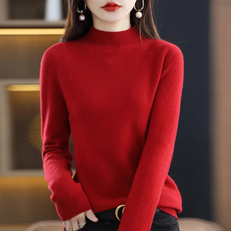 100% Pure Wool Half-neck Pullover In Autumn And Winter New Cashmere Sweater