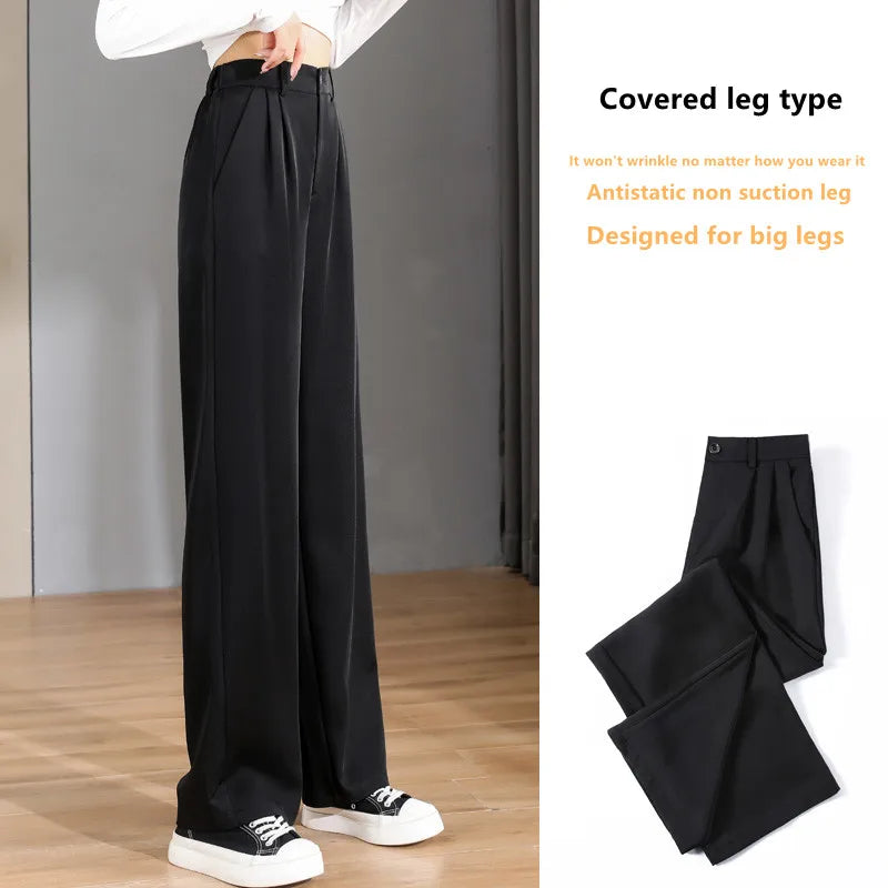 Women'S Loose Spring Summer 2024 New High Waist Wide Legs Slim Casual Trousers