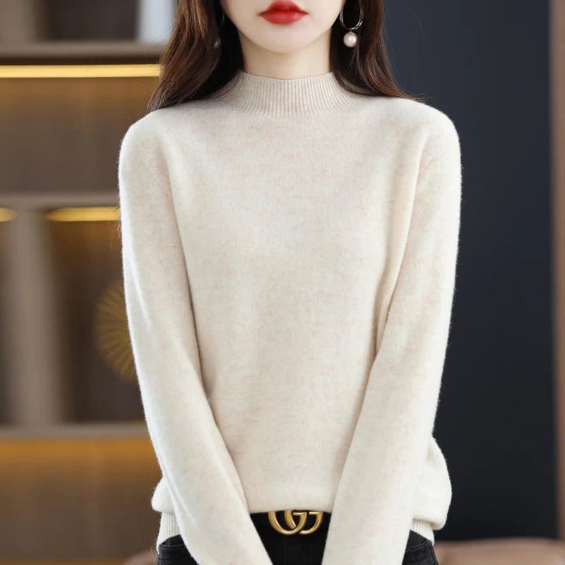 100% Pure Wool Half-neck Pullover In Autumn And Winter New Cashmere Sweater