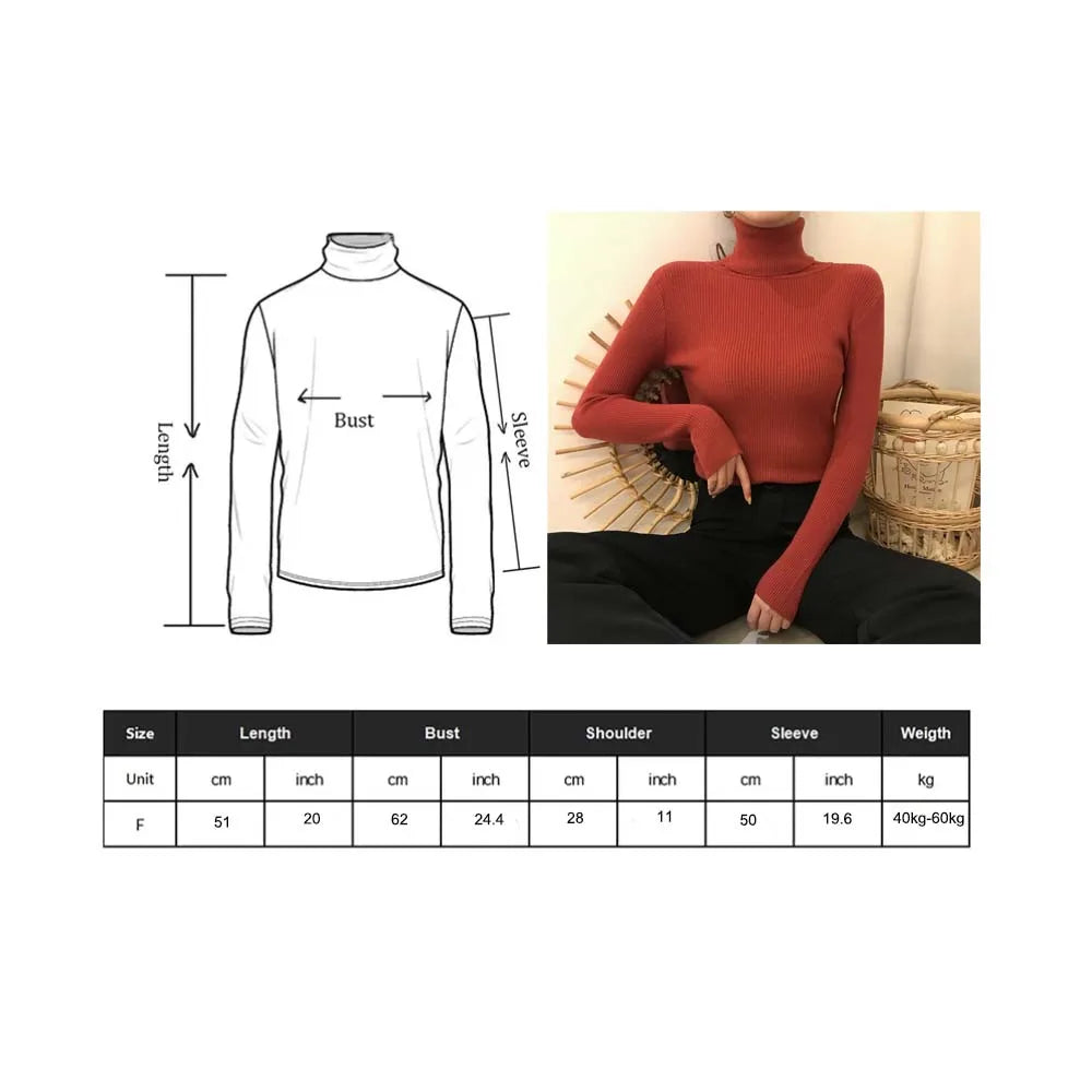 Turtleneck Sweater Women Knitted Pullovers