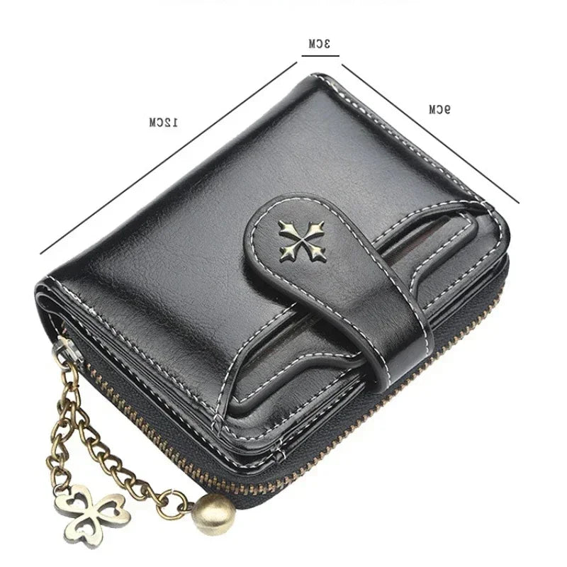 PU Leather Money Bag Female Short Hasp Purse