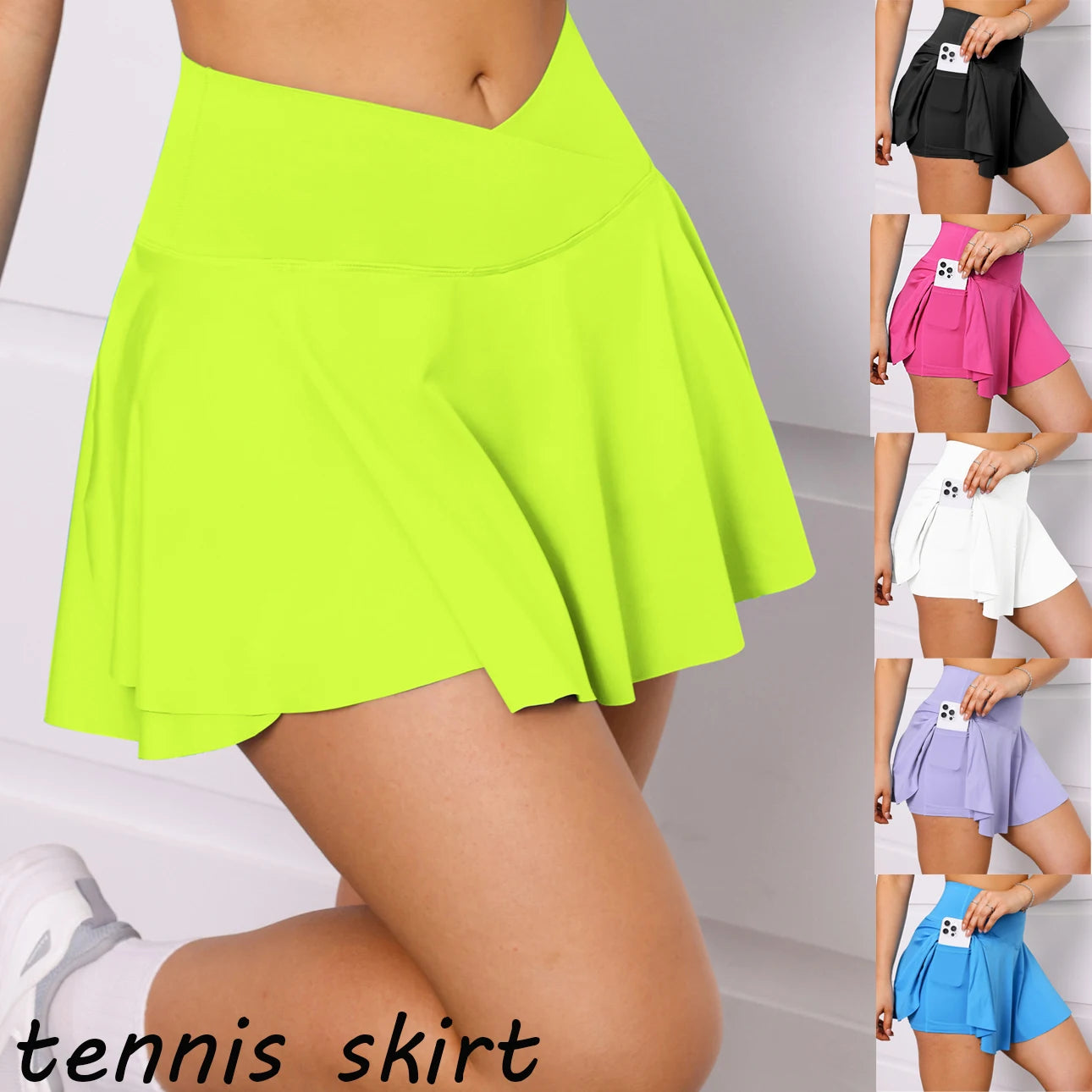 2024 Golf Skirt Women High Waist V Summer Running Outdoors Tennis Sport Skirt Pockets Fitness Casual Shorts