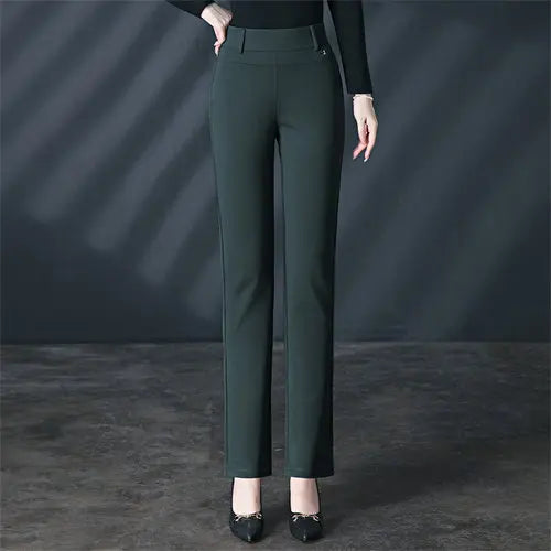 Black Stretch Suit Pants Women's Fashion Slim Trousers Green Purple Brown Pantalones 27-34