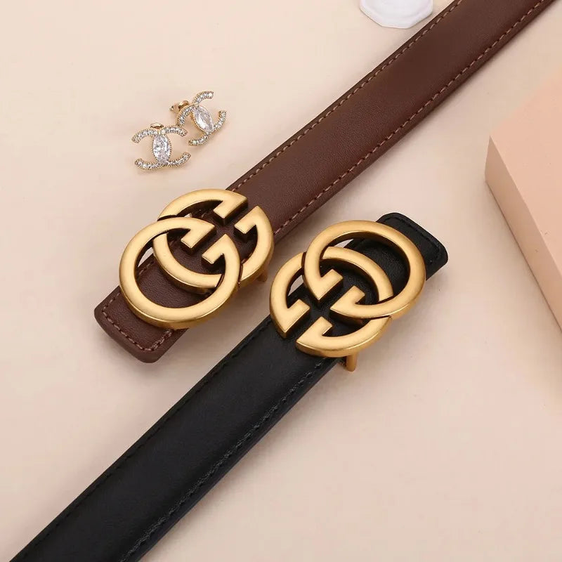 2023 Hot-Selling Women’s Fashion Belt – Light Luxury Business Alloy Letter Buckle