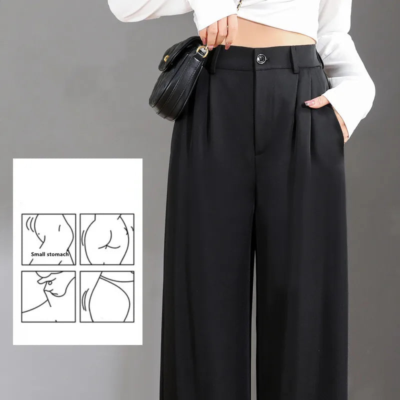 Women'S Loose Spring Summer 2024 New High Waist Wide Legs Slim Casual Trousers